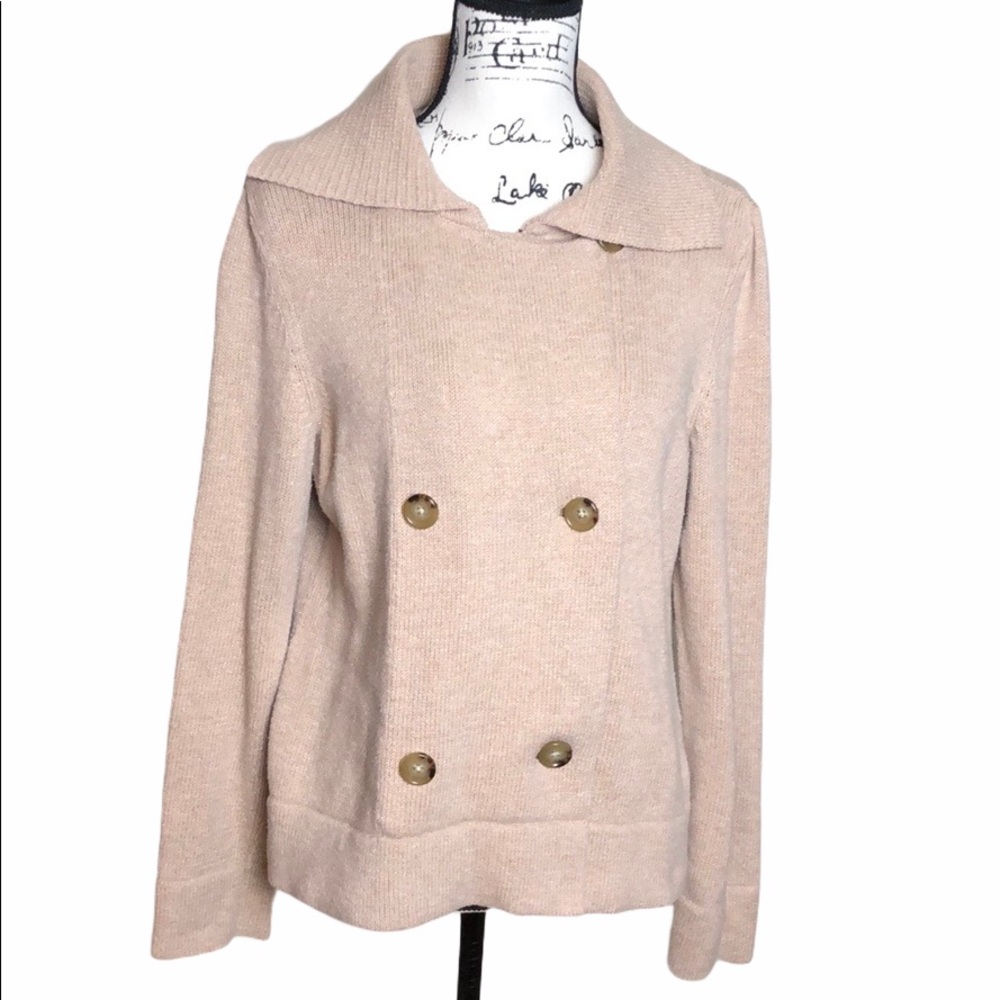 Talbots Button Up Sweater Petite Size L